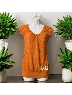 Women Step Ahead Orange ‘Texas’ Graphic Short Sleeve Pullover T-Shirt Sz M